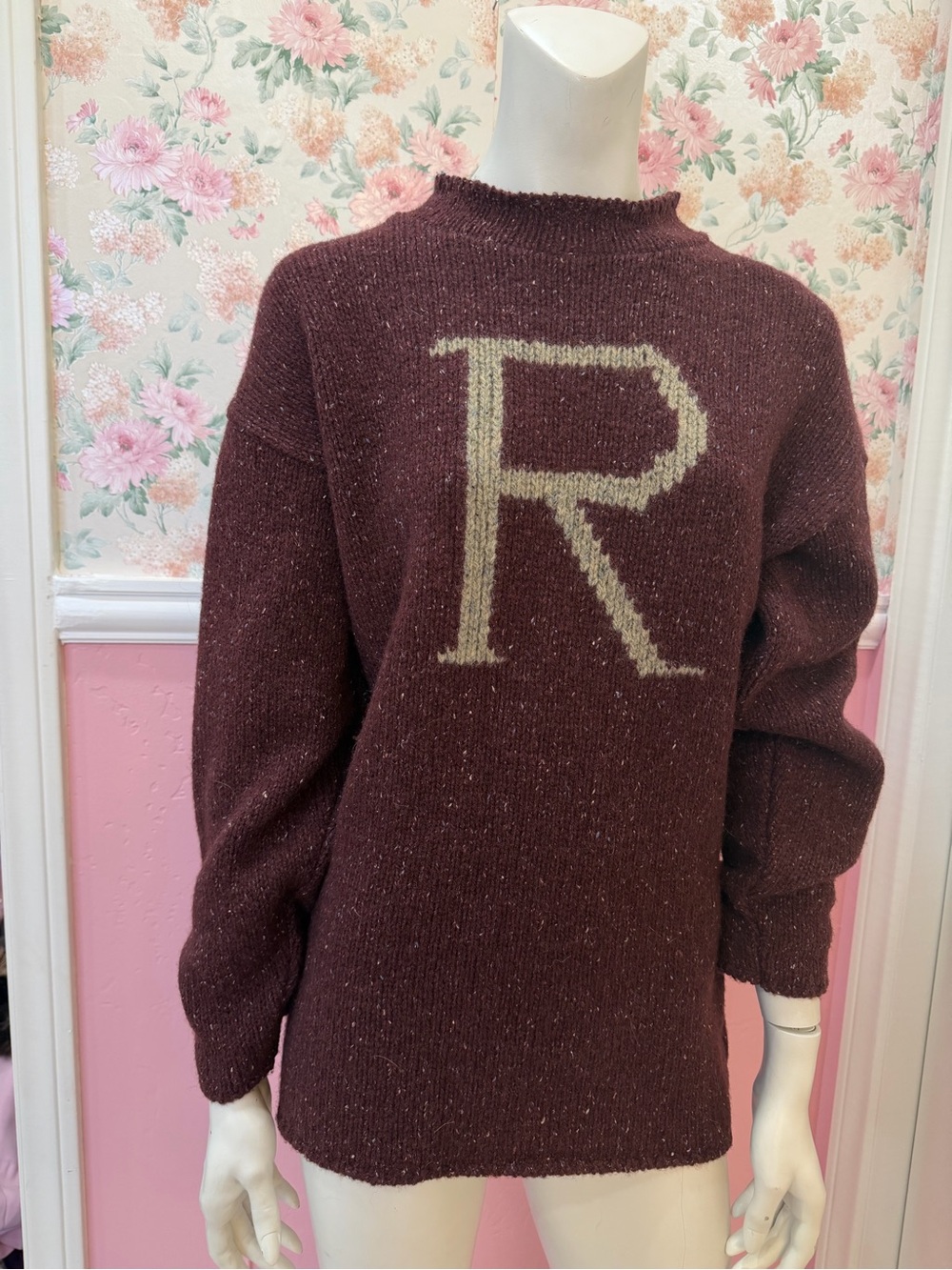 Harry Potter cashmere and silk  Maroon Knit Sweater with Contrast 'R'